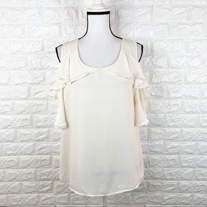 Roz & Ali Cold Shoulder Blouse Top in Off White